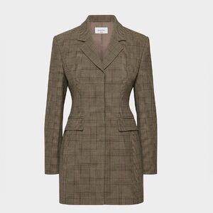 Aritzia Taupe Checkered Blazer Dress
